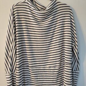 Maurices Black & White Ribbed Stripe Long Sleeve Top